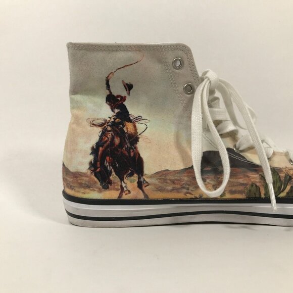 Rodeo Cowboy Scenic Canvas High Top Lace-Up Shoes M/W US 9/10 UK 8/8 EU 42/41 - Picture 9 of 16